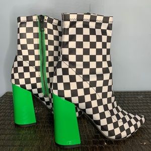 Checkered ankle booties